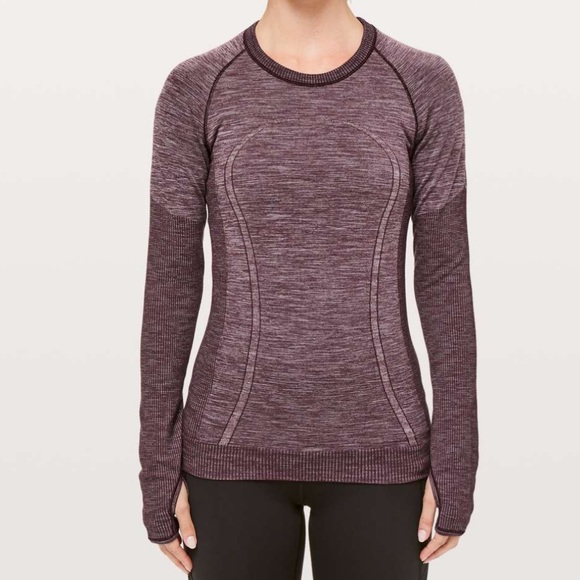 Lululemon Swiftly Wool Pullover Long Sleeve Shirt Dark Adobe/White Size 8 - Picture 2 of 14